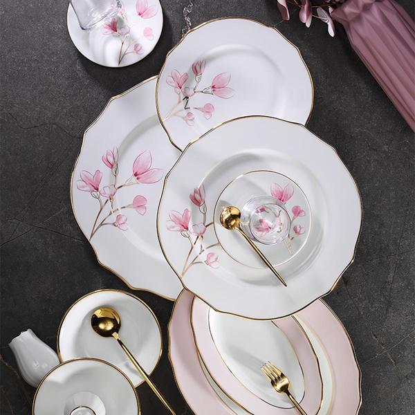 Evaliza Buket Pembe 6 Kişilik 42 Parça Kahvaltı Takımı - Image 1