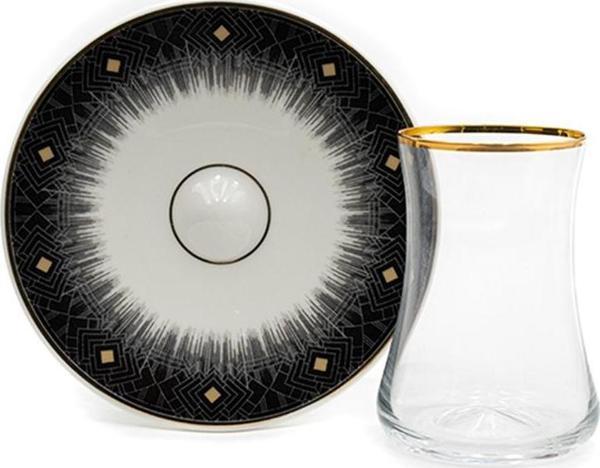 Evaliza Diamond Black 6 Kişilik 12 Parça Çay Seti - Image 1