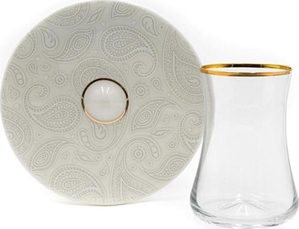 Evaliza Paisley Gold 6 Kişilik 12 Parça Çay Seti - Image 1