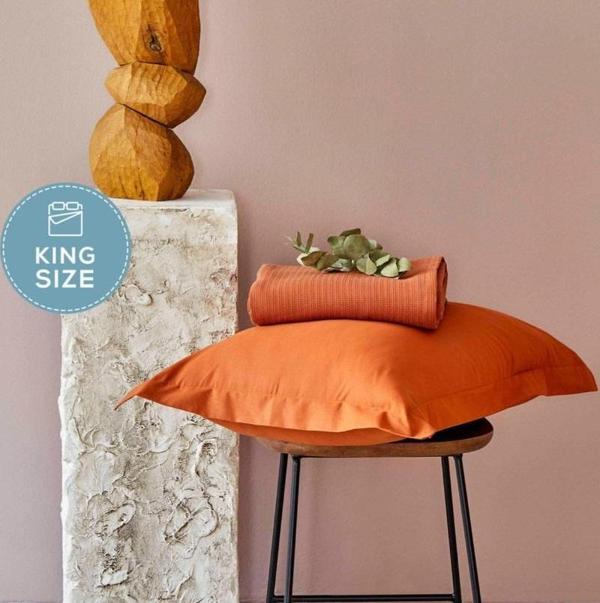 Karaca Home Back To Basıc Kiremit Çift Kişilik %100 Pamuk King Size Nevresim Takımı - Image 1