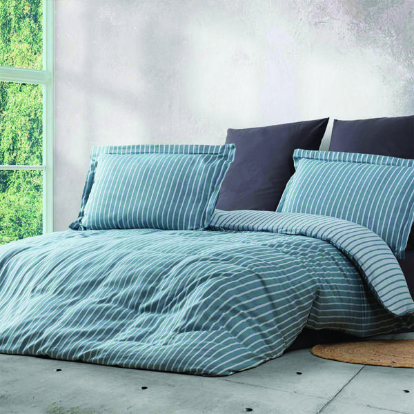 Maxstyle Bambu Çizgili Petrol Double Nevresim Takımı - Image 1