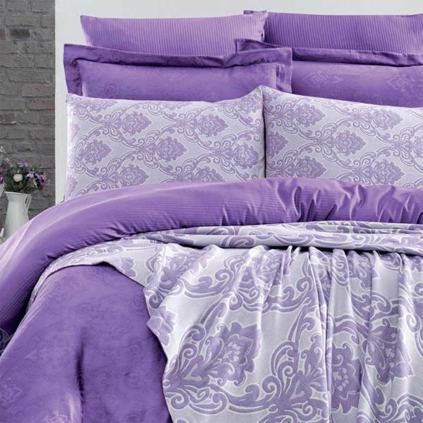 Maxstyle Jakarlı Giza Koyu Lila Yatak Örtüsü - Image 1