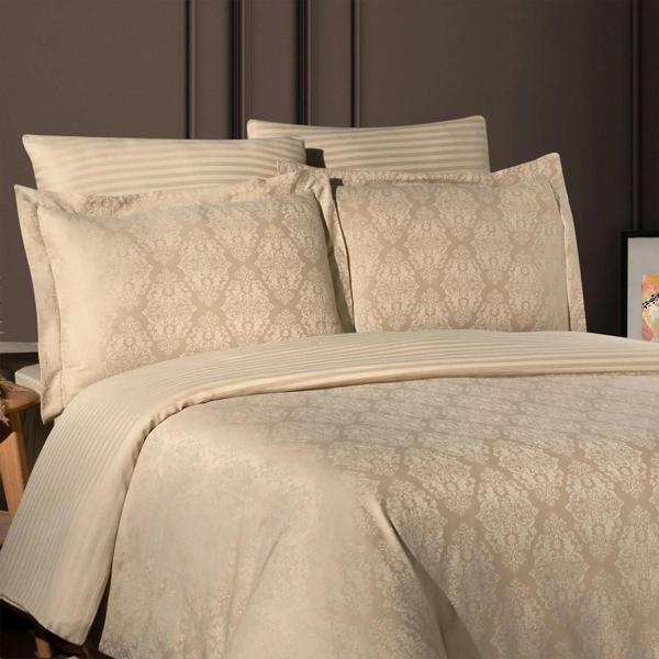 Maxstyle Jakarlı Ornament Bej Double Nevresim Takımı - Image 1