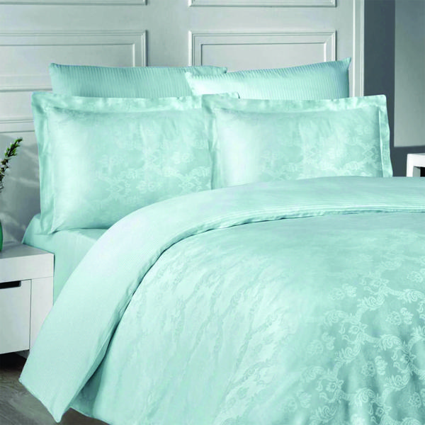 Maxstyle Jakarlı Saten Evgenia Mint Double Nevresim Takımı - Image 1