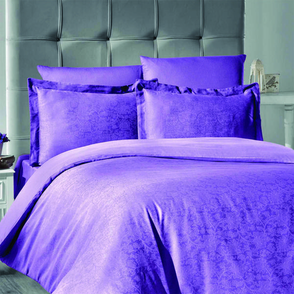 Maxstyle Jakarlı Saten Reyka Lila Double Nevresim Takımı - Image 1