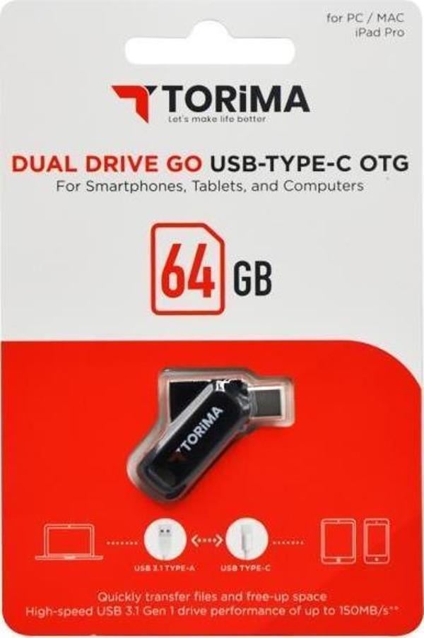 Torima Siyah 64GB Çift Sürücülü USB-TYPE-C OTG - Image 1