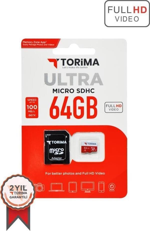 Torima Siyah Kırmızı Ultra Micro SDHC 64 GB Hafıza Kartı - Image 1