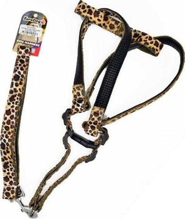 Euro Dog Köpek Uzatma Tasması ve Göğüs Tasması Takımı Leopar 25 Mm 120 Cm - Image 1