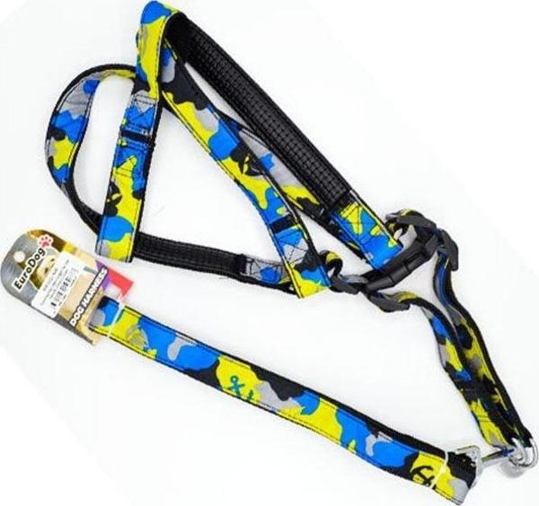 Euro Dog Köpek Uzatma Tasması ve Göğüs Tasması Takımı Sarı Kamuflaj 25 Mm 120 Cm - Image 1