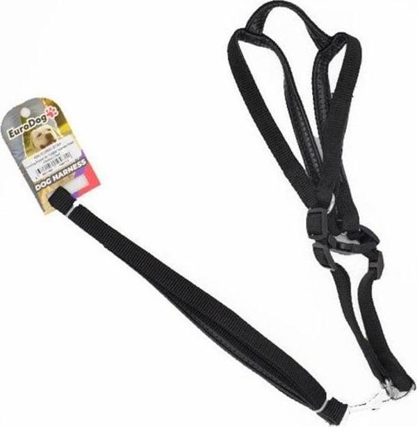 Euro Dog Köpek Uzatma Tasması ve Göğüs Tasması Takımı Siyah 19 Mm 120 Cm - Image 1