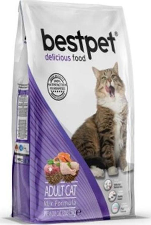 Bestpet Tavuklu Kuzulu ve Balıklı Mix Yetişkin Kedi Maması 15 Kg - Image 1