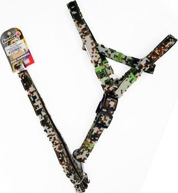 Euro Dog Köpek Uzatma Tasması ve Göğüs Tasması Takımı Kamuflaj 20 Mm 120 Cm - Image 1