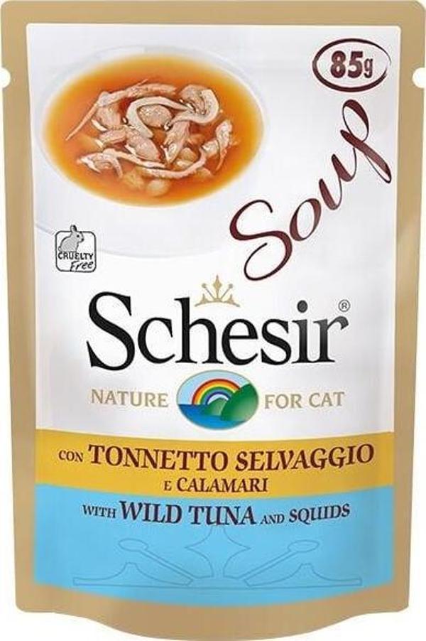 Schesir Doğal Alabalık ve Kalamarlı Kedi Çorbası 85 Gr - Image 1