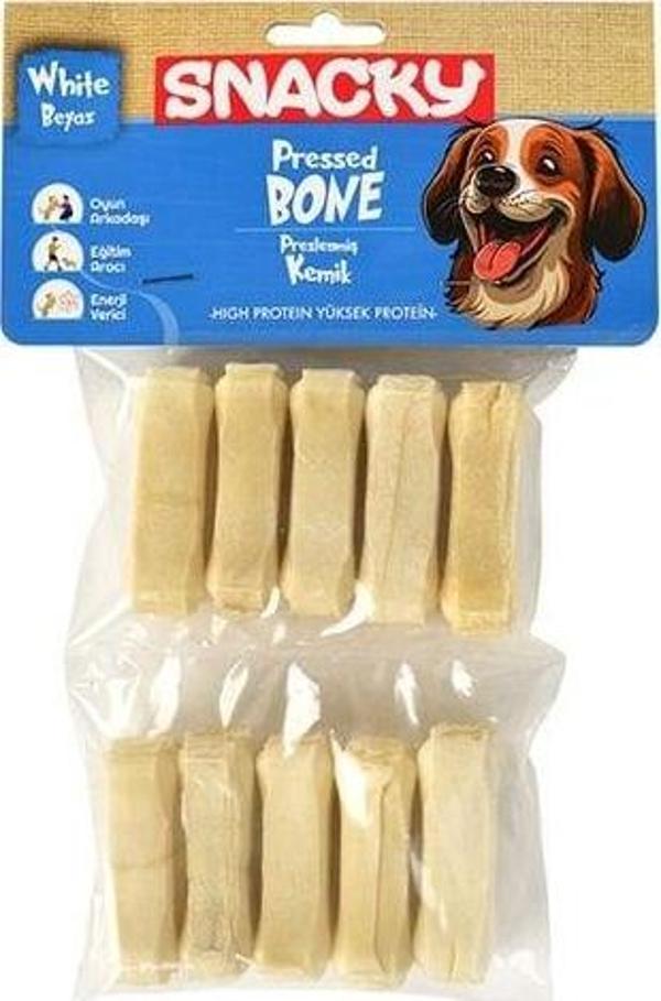 Snacky Beyaz Preslenmiş Yüksek Proteinli Köpek Çiğneme Kemiği 10 Adet 110 Gr - Image 1