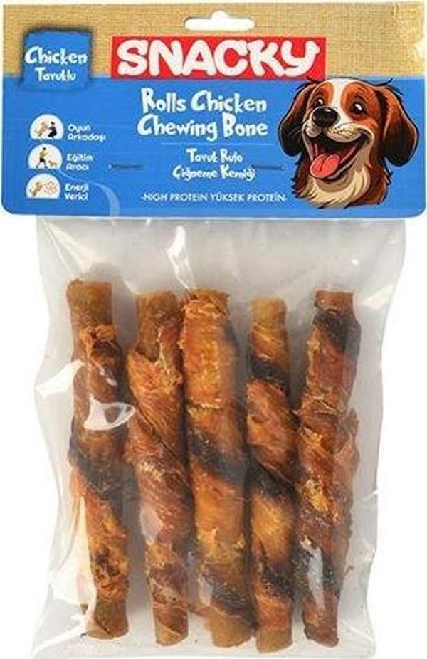 Snacky Füme Tavuklu Rulo Köpek Ödülü 5 Adet 100 Gr - Image 1