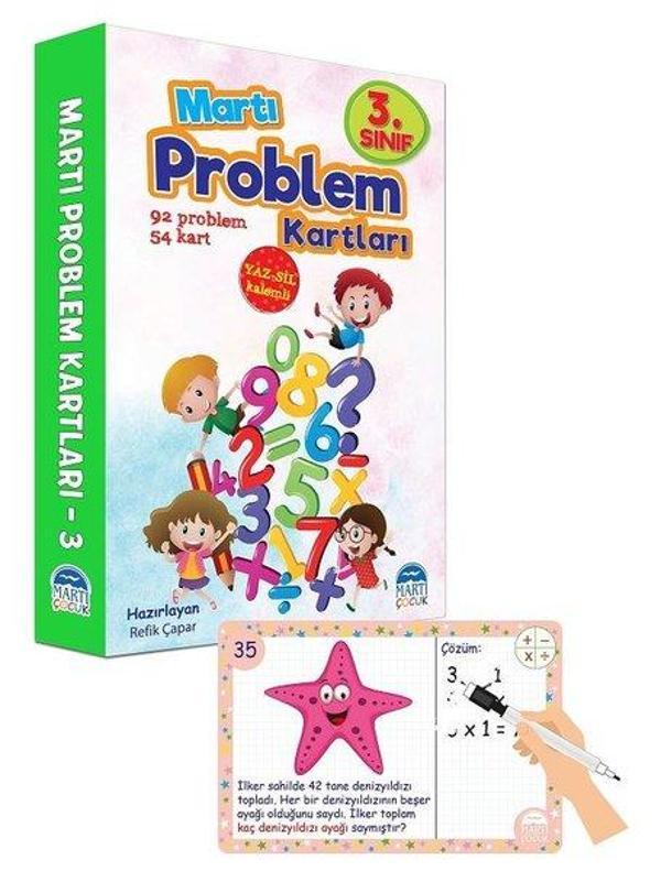 3.Sınıf Problem Kartları-Yaz Sil Kalemli - Martı Yayınları Yayınevi - Image 1