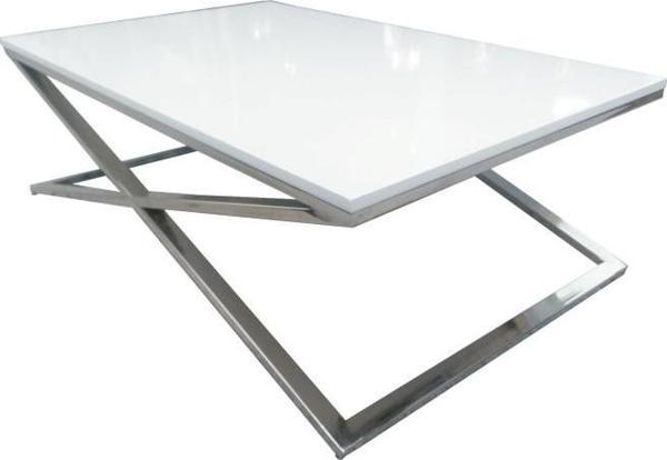 Orta Sehpa 13917 X ST Çapraz Model Metal Nikelaj Ayak Parlak Boya Tabla El Yapım - Image 1