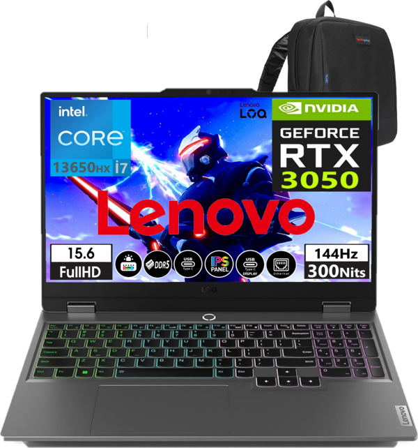 Lenovo Loq 15IRX9 Intel Core I7-13650HX 96GB Ddr5 Ram 1tb SSD RTX3050 6gb 144Hz WINDOWS11HOME 15.6" Fhd Taşınabilir Bilgisayar 883DV00AFTR30 + Weblegelsin Çanta - Image 1