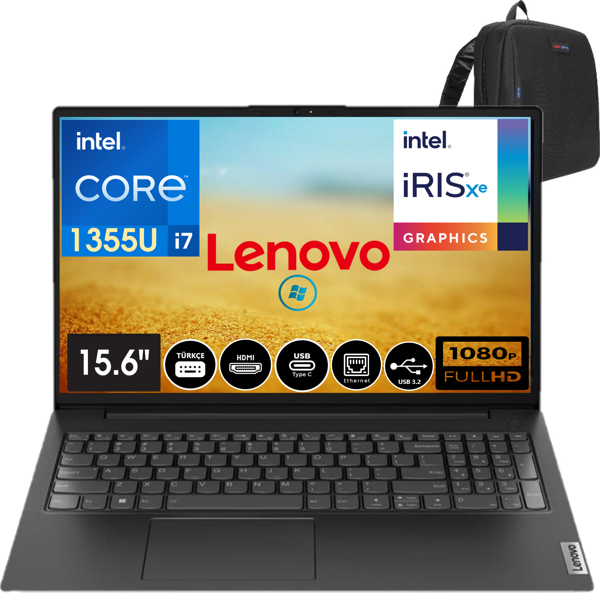 Lenovo V15 Gen4 Iru Intel Core I7-1355U 16GB 512GB SSD 15.6" Fullhd Freedos Taşınabilir Dizüstü Bilgisayar 883A100GPTR02 + Weblegelsin Çanta - Image 1