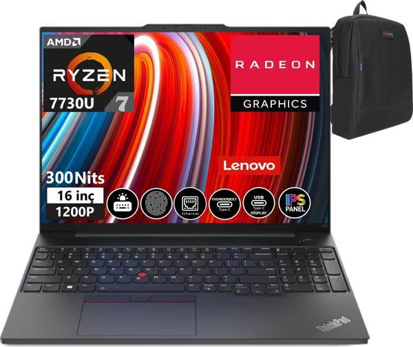 Lenovo Thinkpad E16 Gen1 Amd Ryzen™ 7 7730U 16 GB 2tb SSD 16" Dos Wuxga IPS Dizüstü Bilgisayar TB21JT0017TX08 + Weblegelsin Çanta - Image 1
