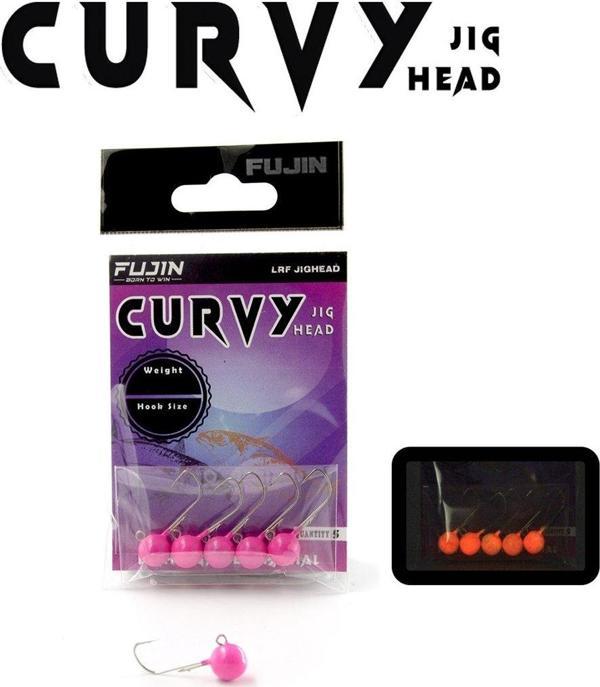 Fujin Curvy Pink Glow Jig Head 4 no 1,8gr - Image 1