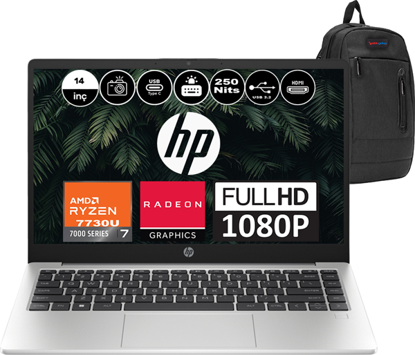 Hp 245 G10 AMD Ryzen 7 7730U 32GB 1TB SSD AMD Radeon™ Grafik Freedos 14" FHD 8A552EAF07 +   Çanta - Image 1