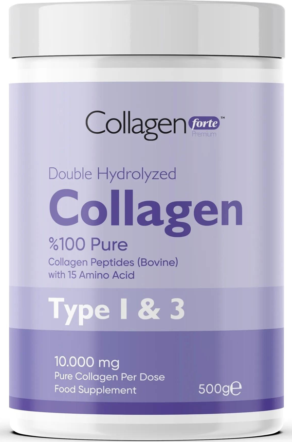 Collagen Powder 500g, %100 Saf, Doğal Çift Hidrolize Kolajen Peptitler (50 PORSİYON) - Image 1