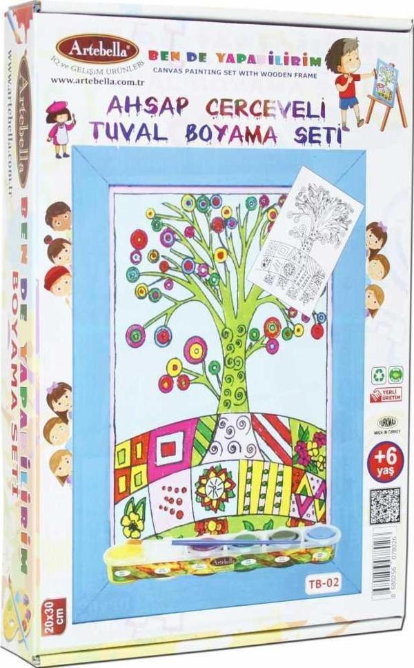 Artebella 02 I Eğitici Ahşap Çerçeveli Tuval Boyama Seti + 6 Yaş 20x30 cm - Image 1