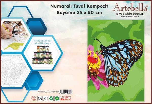 Artebella Sayılarla Boyama Tuval Seti - Kelebek (35x50 cm) - Image 1