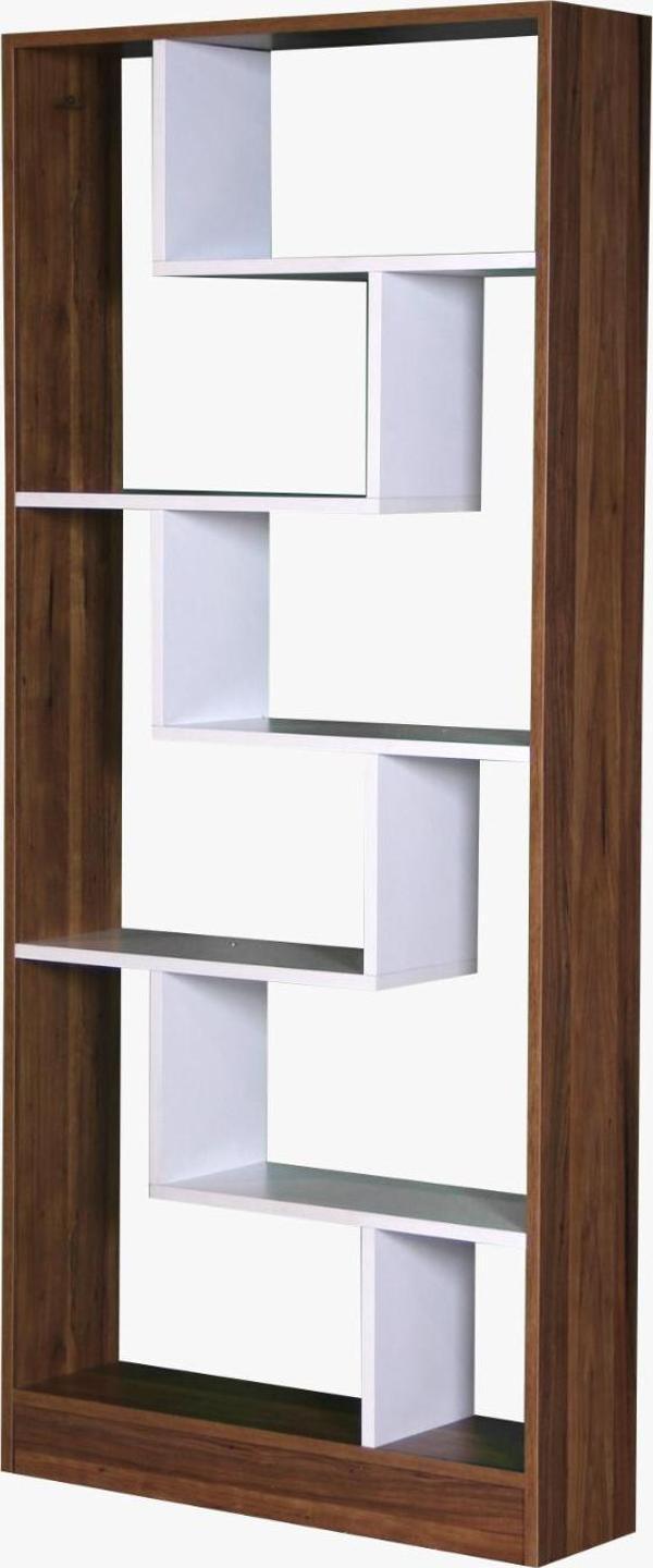 Kitaplık 14037 LABİRENT Torna Model 1kalite Suntalem Raf Beyaz Ceviz El Yapım - Image 1