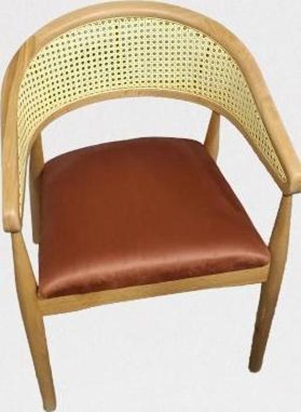 Sandalye Tam Kolçak 90013 Hasır Kayın Nature Ceviz renk ayak Modern Tarz El Yapım - Image 1