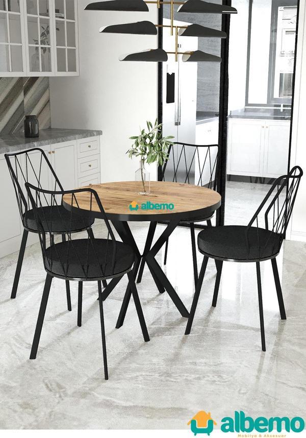 usta mekan Yıldız Yuvarlak Mutfak Salon Cafe Restoran Masa Sandalye Takımı 4+1 - Image 1