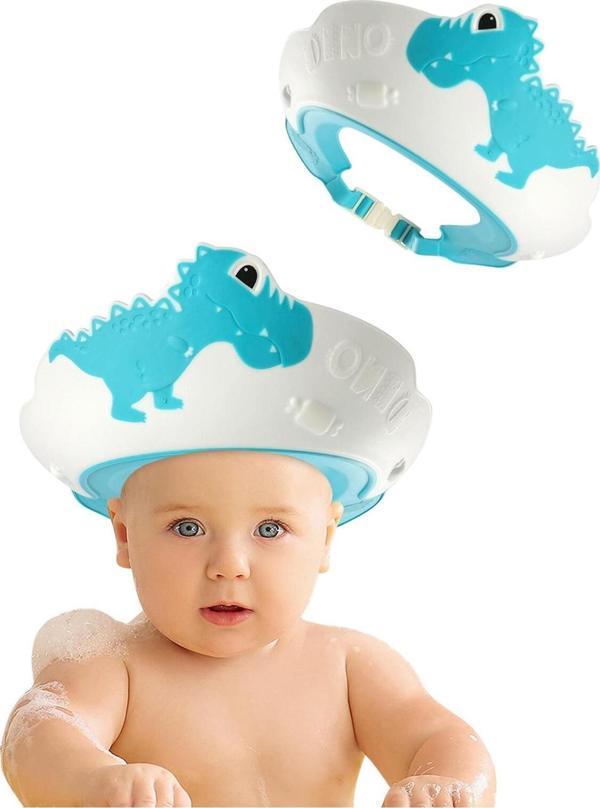 MooieBaby's Dino Banyo Şapkası , Slikon Çocuk Duş Tacı , Sevimli Dinazor , Ayarlanabilir Tasarım, 6ay-9yaş - Image 1