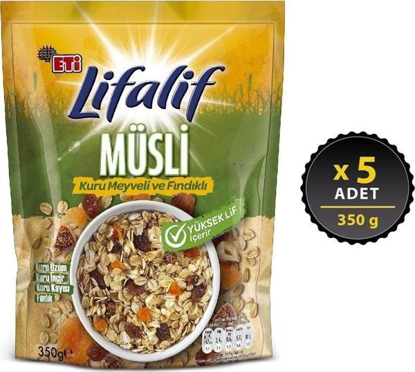 Eti Lifalif Kuru Meyveli & Fındıklı Müsli 350 g x 5 Adet - Image 1