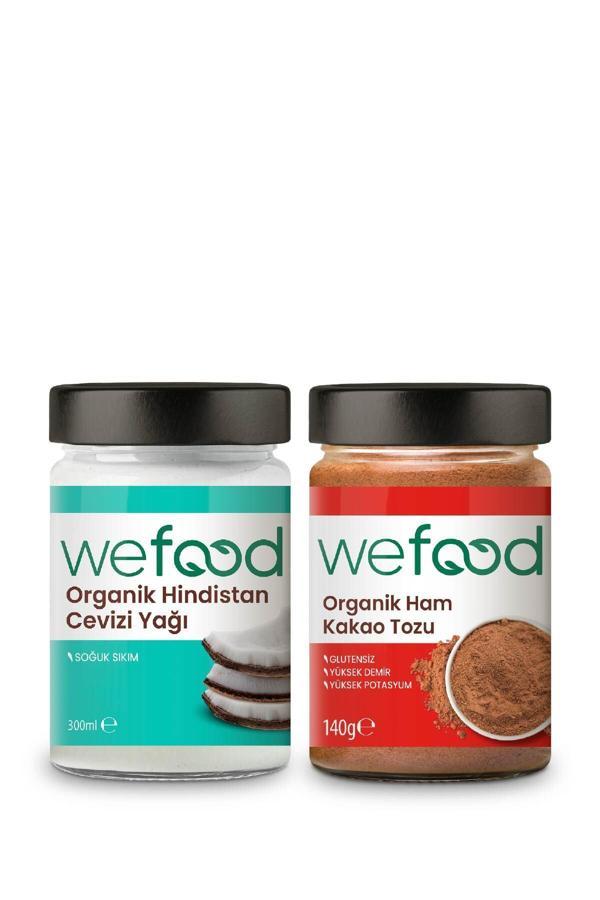 Wefood Organik Hindistan Cevizi Yağı 300 ml + Organik Ham Kakao Tozu 140 gr - Image 1