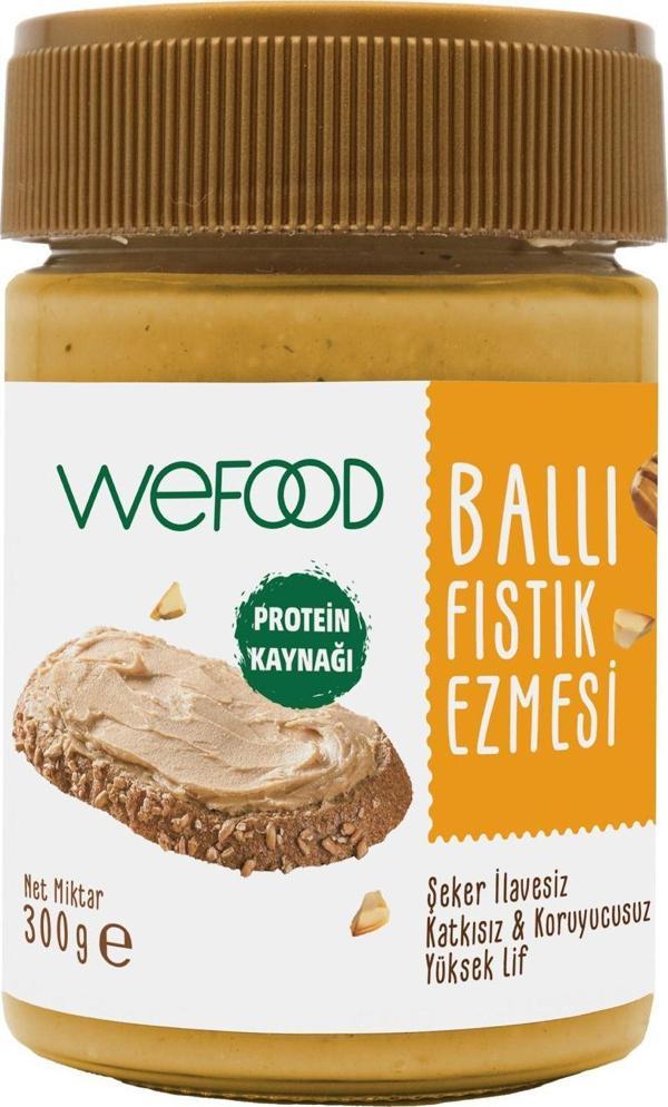 Wefood Şekersiz Ham Ballı Fıstık Ezmesi 300 Gr (Fıstık Parçacıklı). - Image 1