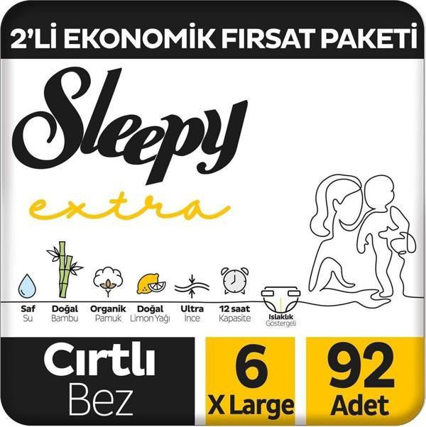 Sleepy Extra Günlük Aktivite 2'Li Ekonomik Fırsat Paketi Bebek Bezi 6 Numara Xlarge 92 Adet - Image 1