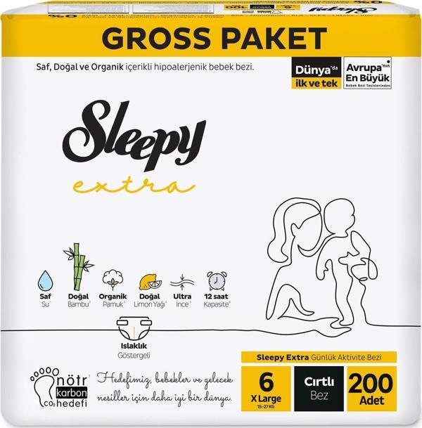 Sleepy Extra Günlük Aktivite Gross Paket Bebek Bezi 6 Numara Xlarge 200 Adet - Image 1