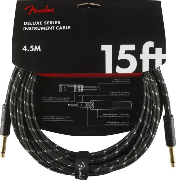Fender Deluxe Düz/Düz Uçlu 4m Siyah Tweed Enstrüman Kablosu - Image 1