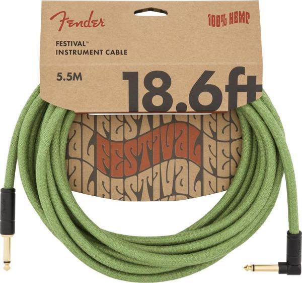 Fender Festival Düz/L Uçlu 5m Pure Hemp Yeşil Enstrüman Kablosu - Image 1