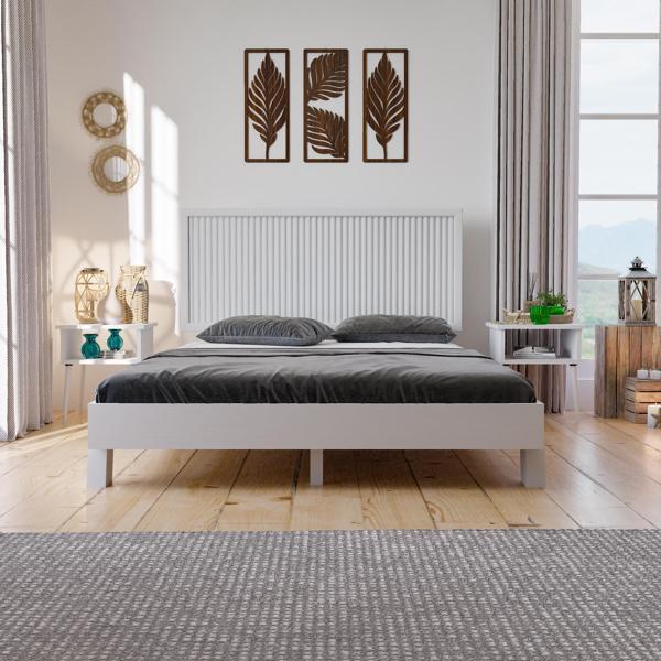 Renazzo Mobilya Ebruli Model Beyaz Renk Çam Ahşap Karyola 100x200 cm - Image 1