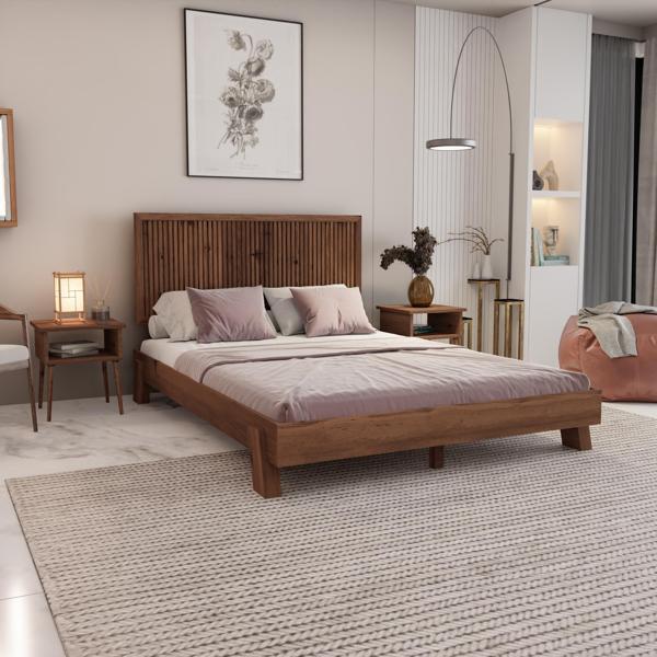 Renazzo Mobilya Alaz Model Ceviz Renk Çam Ahşap Karyola ( Dikey ) 90x190 cm - Image 1
