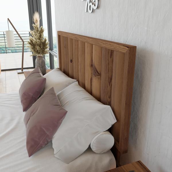 Renazzo Mobilya Hüma Model Ceviz Renk Çam Ahşap Karyola Ve İki Komodin Set ( Dikey ) 200x200 cm - Image 1