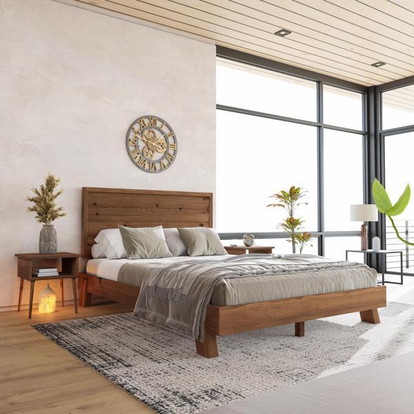 Renazzo Mobilya Hüma Model Ceviz Renk Çam Ahşap Karyola Ve İki Komodin Set ( Yatay ) 90x190 cm - Image 1