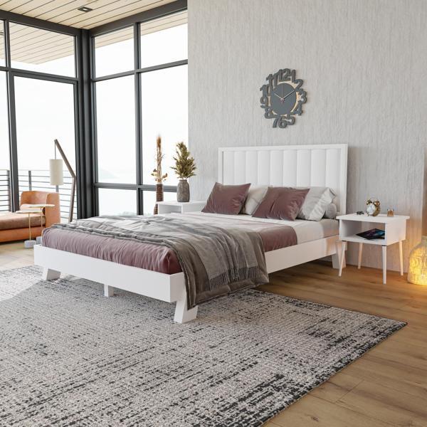 Renazzo Mobilya Hüma Model Beyaz Renk Çam Ahşap Karyola ( Dikey ) 90x190 cm - Image 1