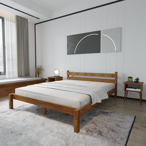 Renazzo Mobilya Letto Model Ceviz Renk Ahşap Karyola Ve İki komodin Set 100x200 cm - Image 1