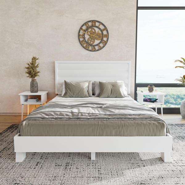Renazzo Mobilya Hüma Model Beyaz Renk Çam Ahşap Karyola Ve İki Komodin Set ( Yatay ) 200x200 cm - Image 1