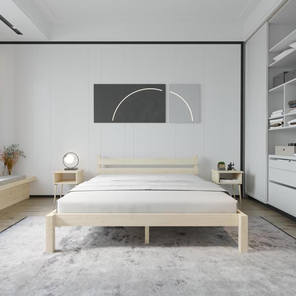 Renazzo Mobilya Letto Model Doğal Ahşap Karyola Ve İki komodin Set 100x200 cm - Image 1