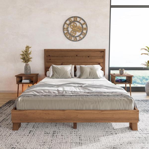 Renazzo Mobilya Hüma Model Ceviz Renk Çam Ahşap Karyola ( Yatay ) 90x190 cm - Image 1