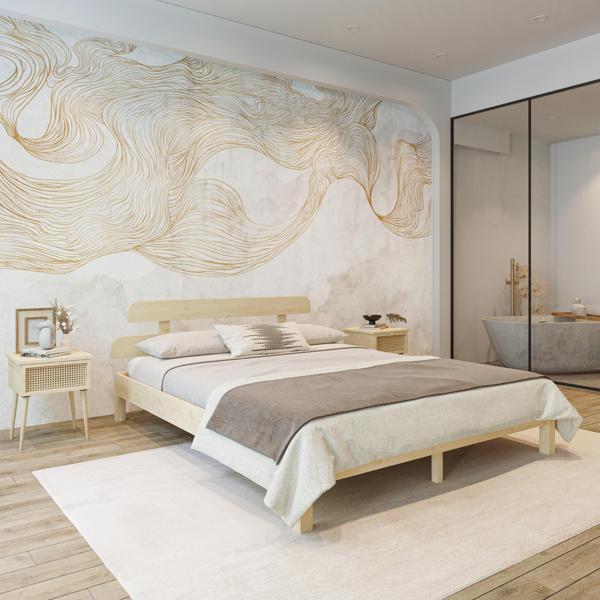 Renazzo Mobilya Lotus  Model Doğal Çam Ahşap Karyola 90x200 cm - Image 1
